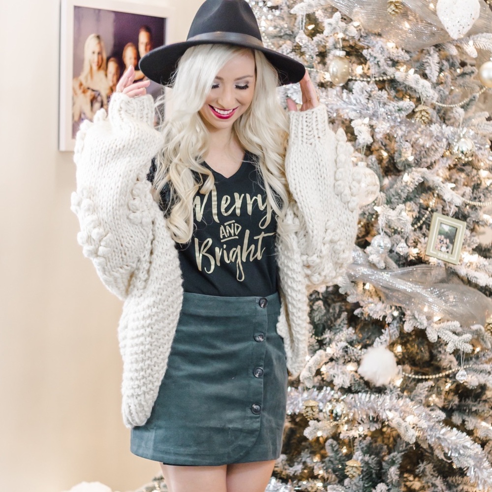Single Sample Heart Pom Pom Cardigan